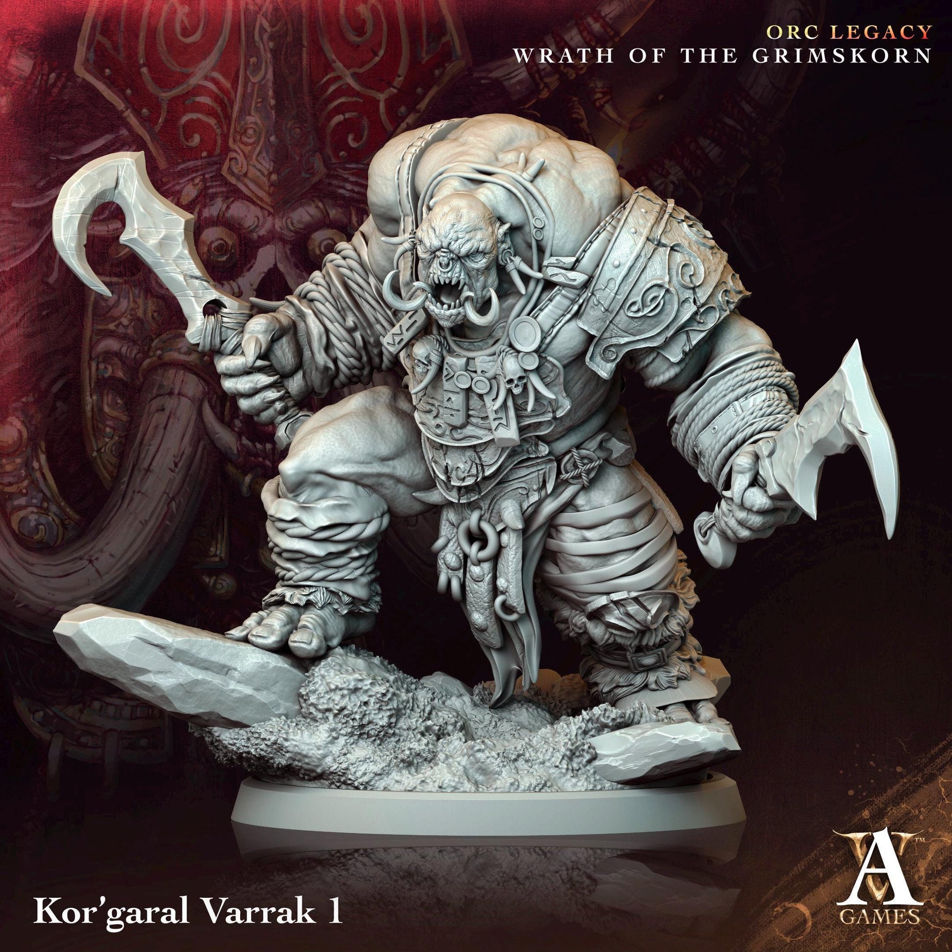 Kor'garal Varrak Orcs Miniatures (Set of 4 unique) | Archvillain Games | Fantasy or Sci-Fi Wargaming | TTRPGs | 32mm Scale