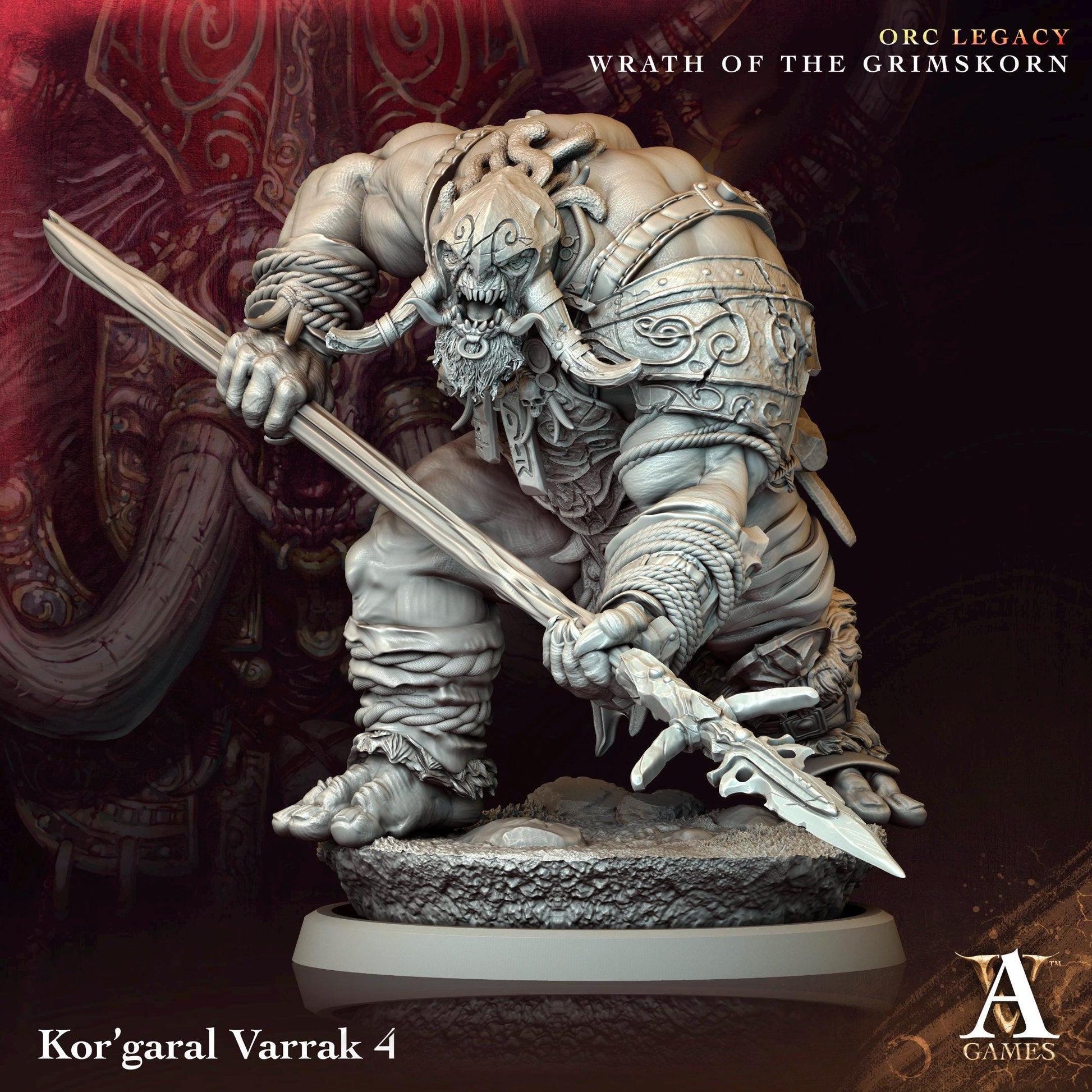 Kor'garal Varrak Orcs Miniatures (Set of 4 unique) | Archvillain Games | Fantasy or Sci-Fi Wargaming | TTRPGs | 32mm Scale