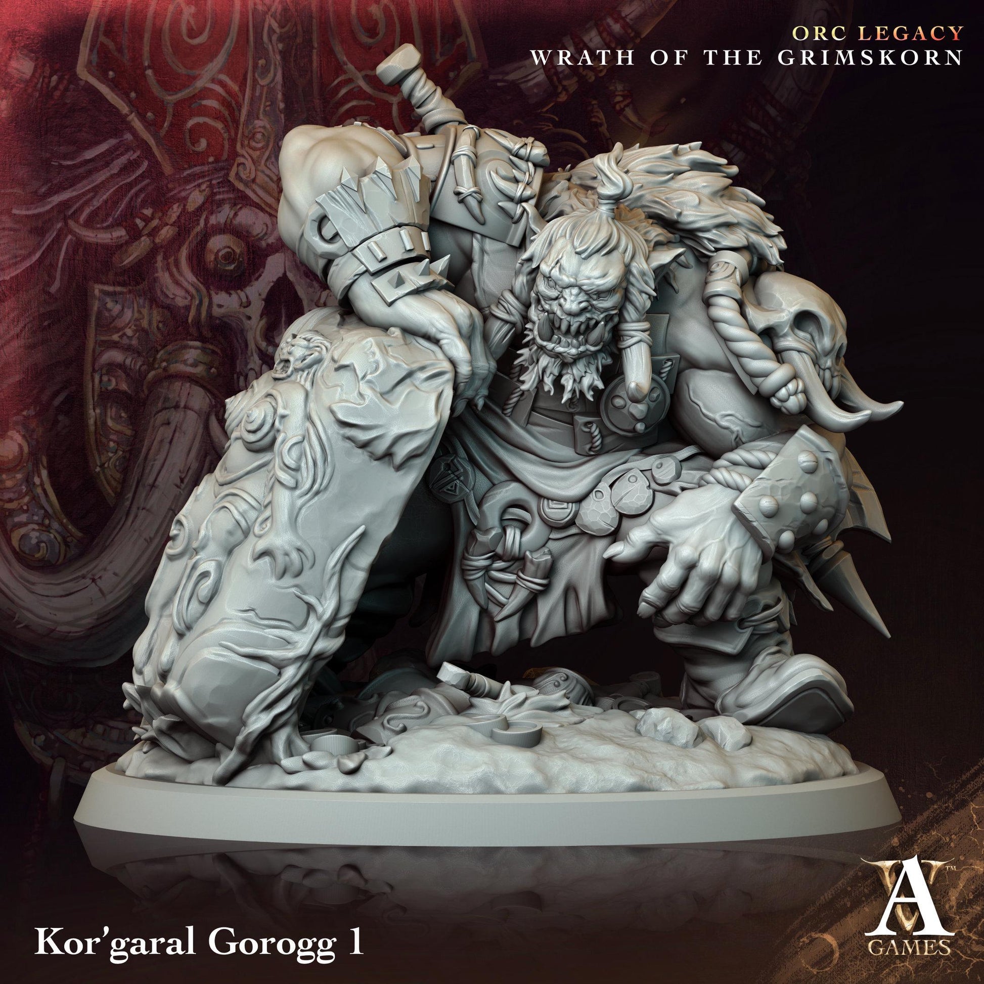 Kor'garal Gorogg Orcs Miniatures (Set of 4 unique) | Archvillain Games | Fantasy or Sci-Fi Wargaming | TTRPGs | 32mm Scale