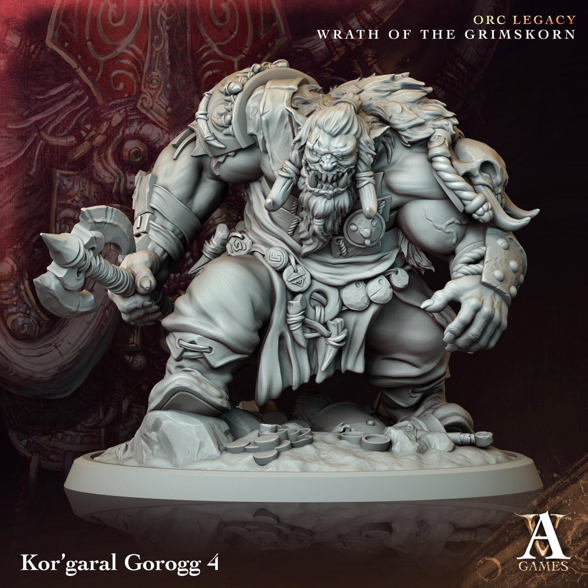 Kor'garal Gorogg Orcs Miniatures (Set of 4 unique) | Archvillain Games | Fantasy or Sci-Fi Wargaming | TTRPGs | 32mm Scale