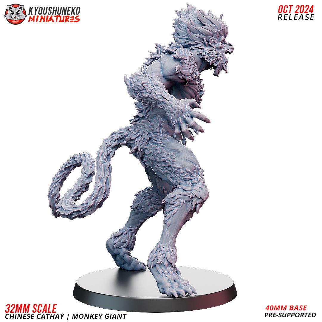 Cathay Monkey Giant Miniature (w/ base) | Kyoushuneko Minis | Fantasy Wargaming | 32mm Scale