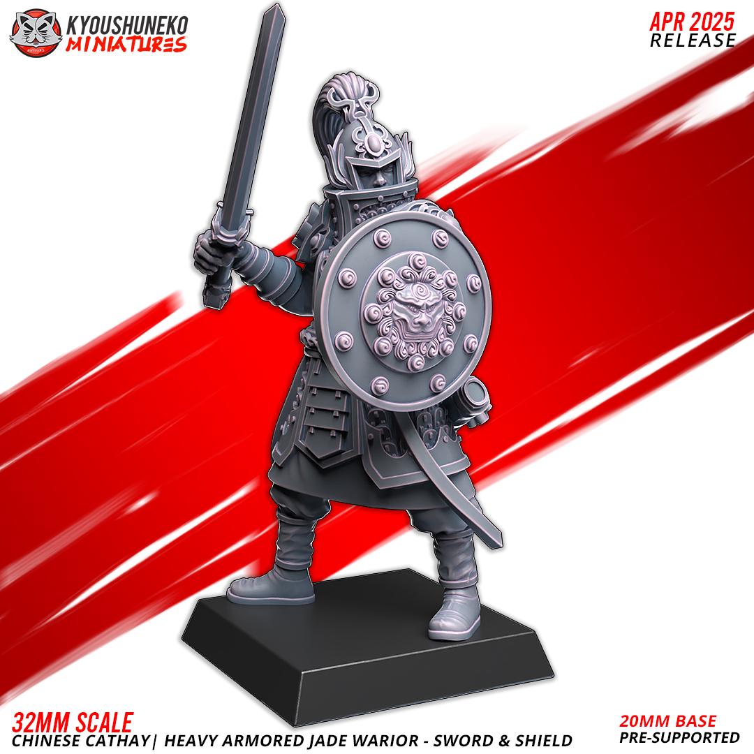 Cathay Heavy Armor Jade Warrior Miniatures (w/ bases) | Kyoushuneko Minis | Fantasy Wargaming | 32mm Scale