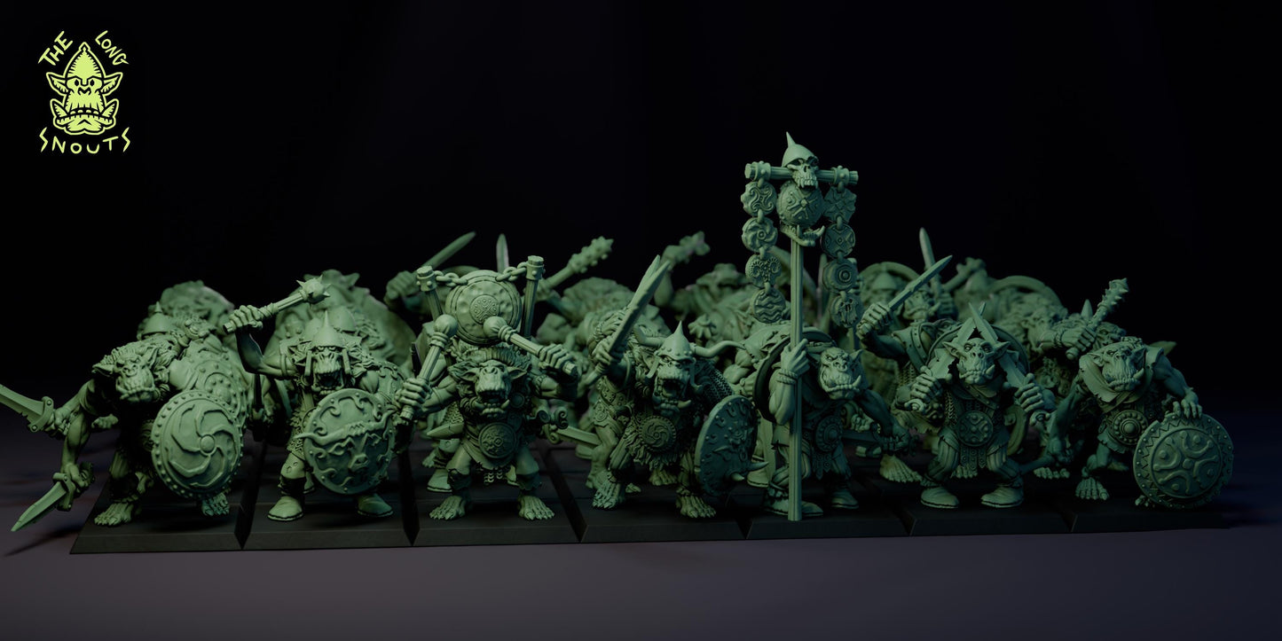 Longsnouts Orc Soldiers Miniatures Kit | The Longsnouts | Fantasy Wargaming | 32mm Scale