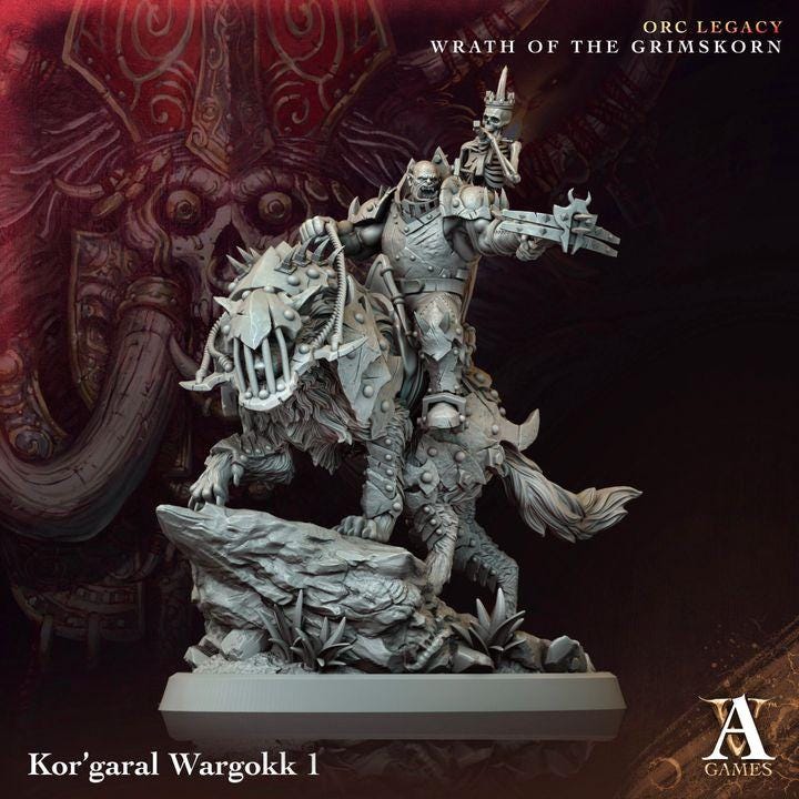 Kor'garal Wargokk Orcs Miniatures (Set of 4 unique) | Archvillain Games | Fantasy or Sci-Fi Wargaming | TTRPGs | 32mm Scale