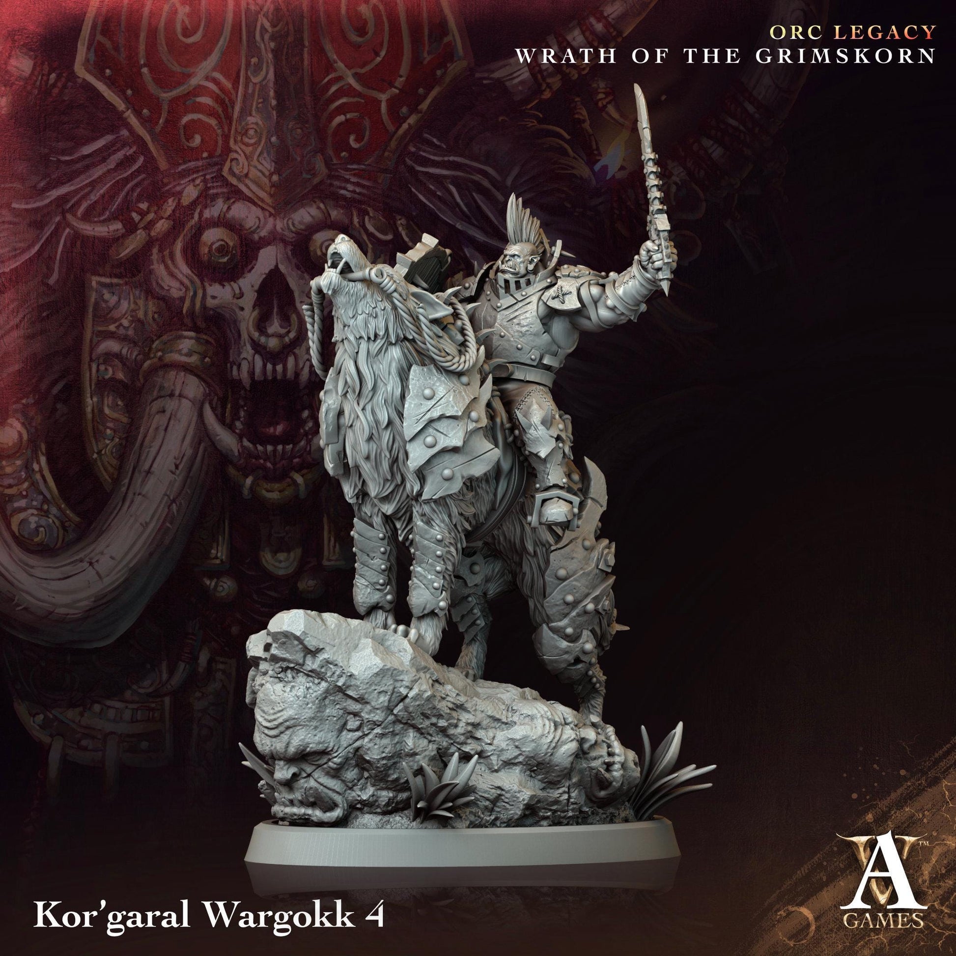 Kor'garal Wargokk Orcs Miniatures (Set of 4 unique) | Archvillain Games | Fantasy or Sci-Fi Wargaming | TTRPGs | 32mm Scale