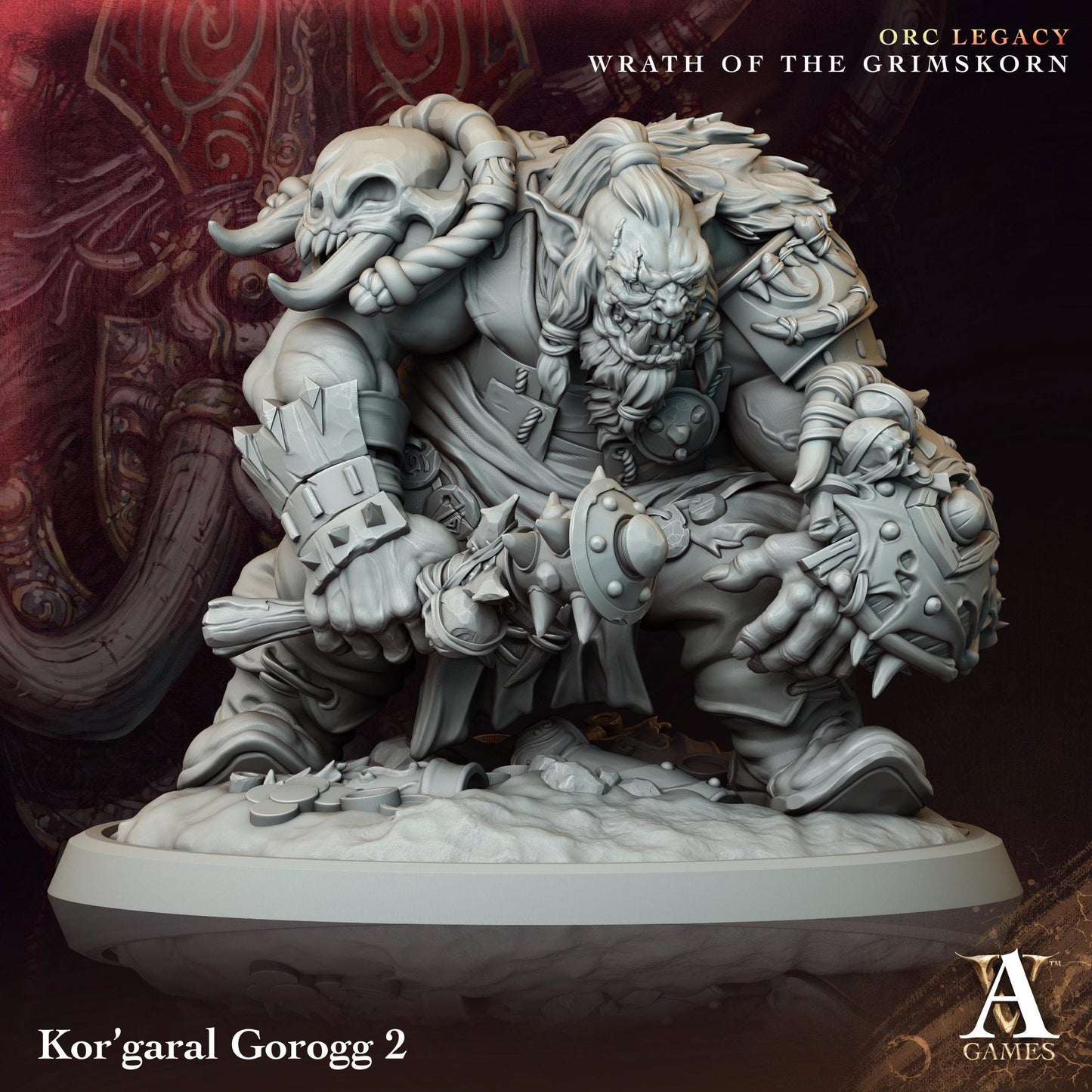 Kor'garal Gorogg Orcs Miniatures (Set of 4 unique) | Archvillain Games | Fantasy or Sci-Fi Wargaming | TTRPGs | 32mm Scale