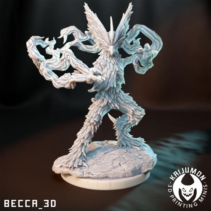 Kaijumon Fire Chicken Line Miniatures | 3D Printed Collectible | Figurine