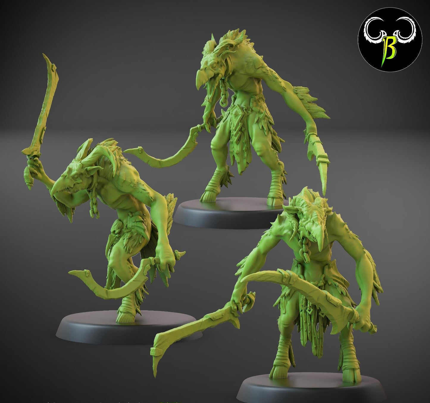 Avian Raider Squad Miniatures (w/ Bases) | Clay Beast Creations | Tabletop Wargaming | 32mm Scale |