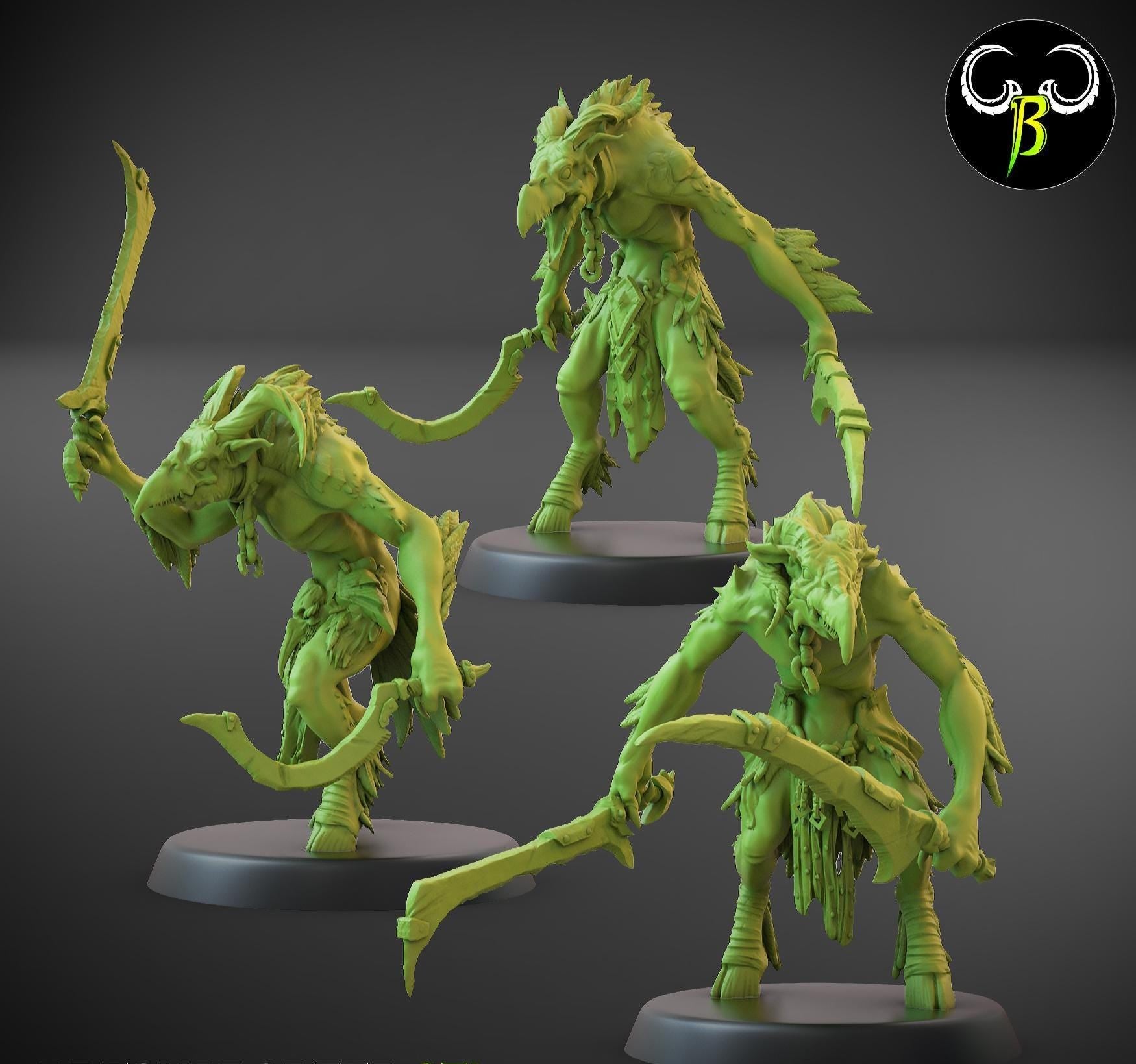 Avian Raider Squad Miniatures (w/ Bases) | Clay Beast Creations | Tabletop Wargaming | 32mm Scale |