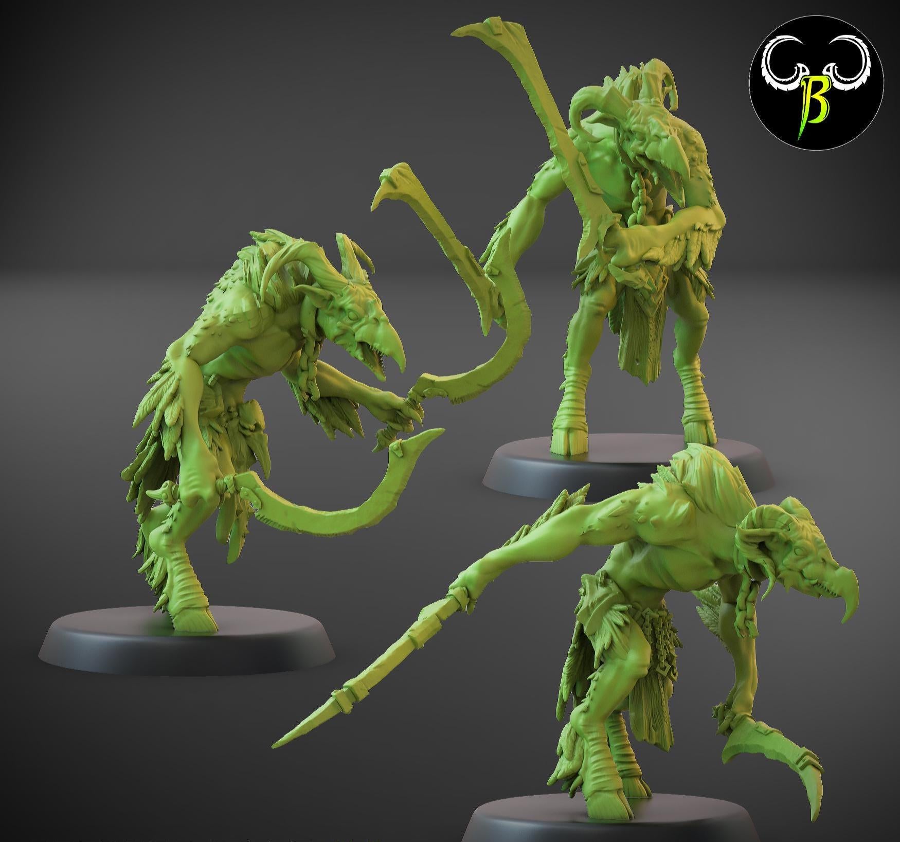 Avian Raider Squad Miniatures (w/ Bases) | Clay Beast Creations | Tabletop Wargaming | 32mm Scale |