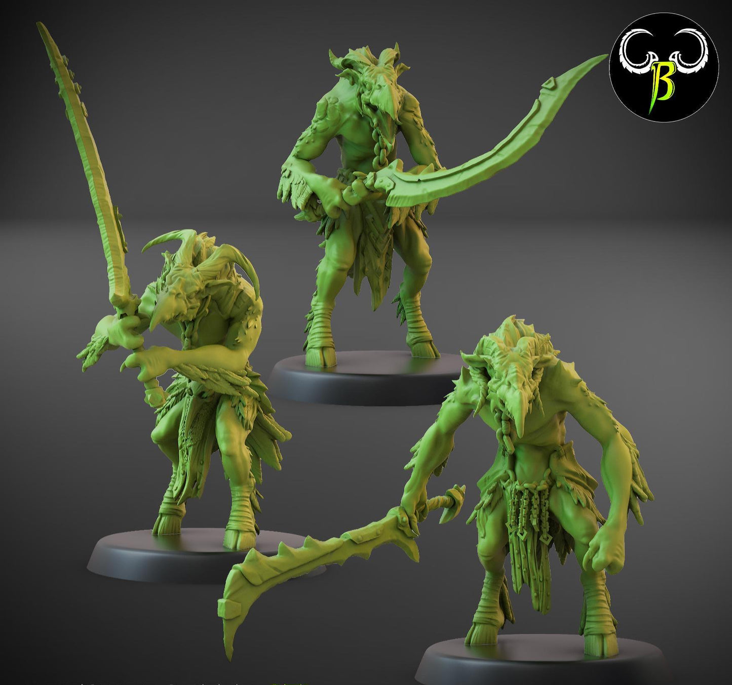 Avian Raider Squad Miniatures (w/ Bases) | Clay Beast Creations | Tabletop Wargaming | 32mm Scale |