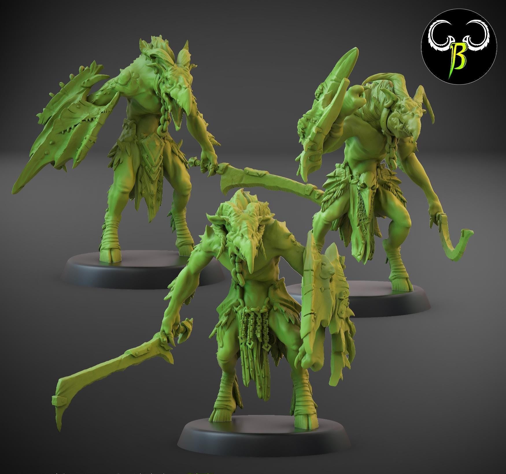 Avian Raider Squad Miniatures (w/ Bases) | Clay Beast Creations | Tabletop Wargaming | 32mm Scale |