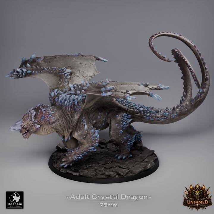 Adult Crystal Dragon Miniature | Rescale Miniatures | TTRPG | Fantasy Wargaming
