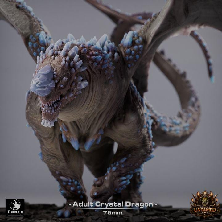 Adult Crystal Dragon Miniature | Rescale Miniatures | TTRPG | Fantasy Wargaming