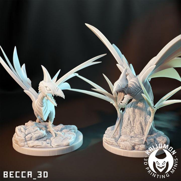 Kaijumon Steel Bird Miniatures | 3D Printed Collectible | Figurine