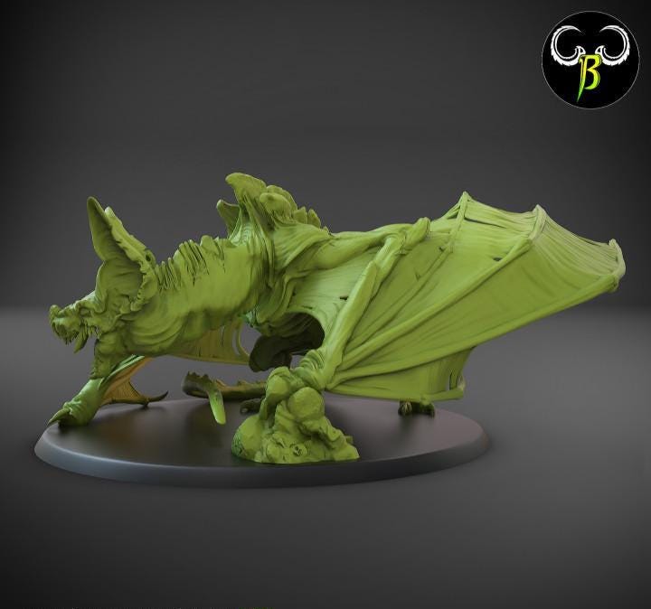 Predator Bat Miniature | Clay Beast Creations | Fantasy Wargaming | TTRPGs | 32mm Scale
