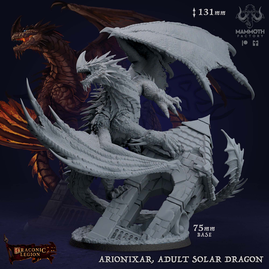 Arionixar, Adult Solar Dragon Miniature | Mammoth Factory | TTRPGs