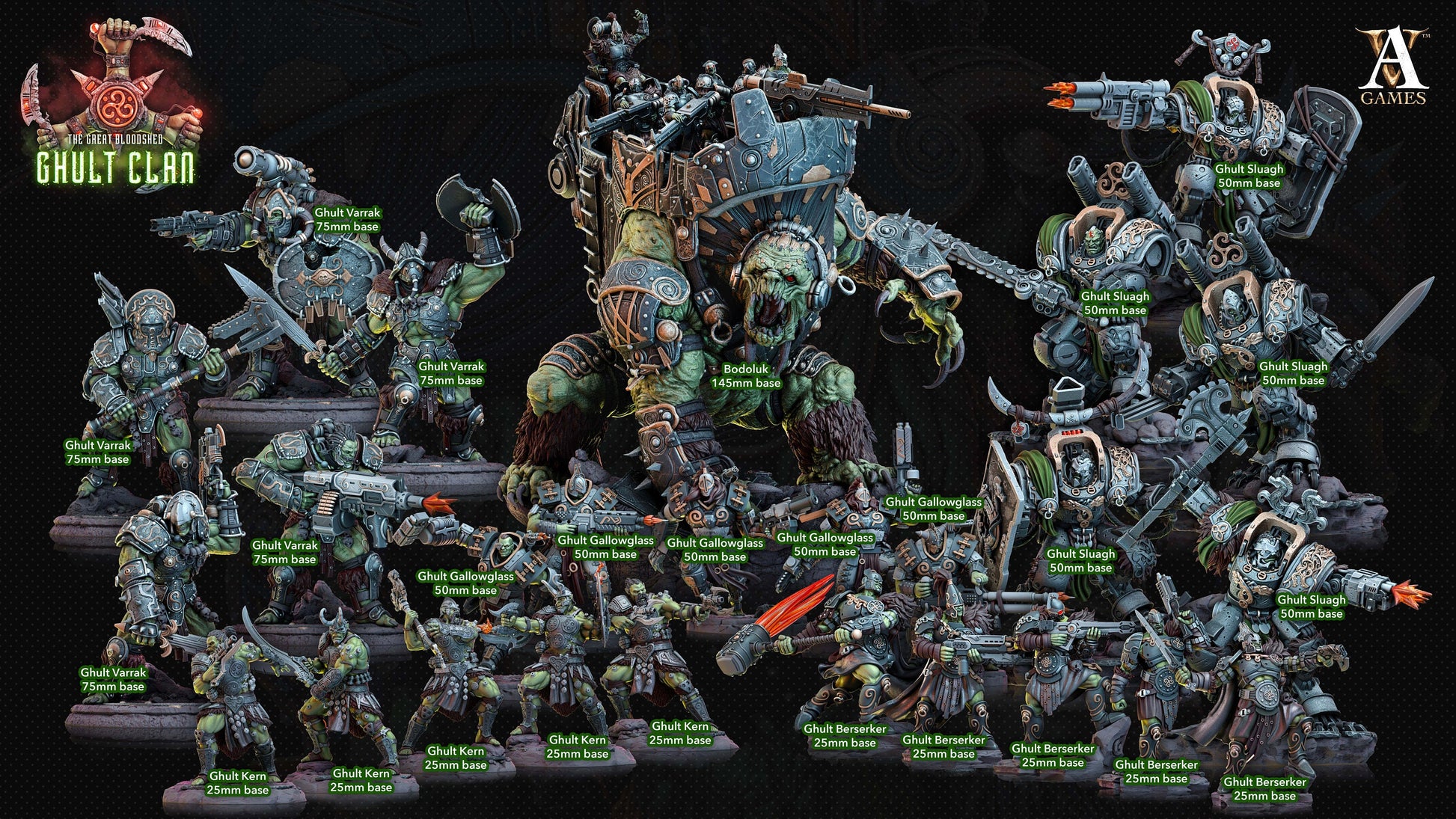 Ghult Slaugh Orc Miniatures (Set of 5 unique) | Archvillain Games