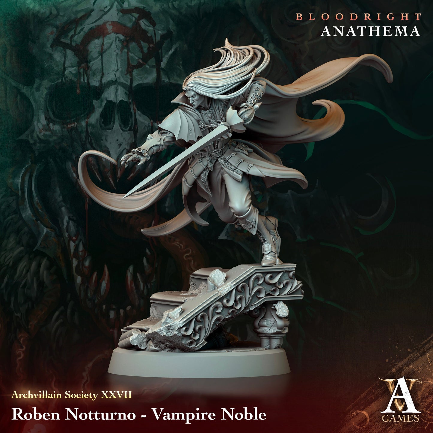 Roben Notturno, Vampire Noble Miniature | Archvillain Games